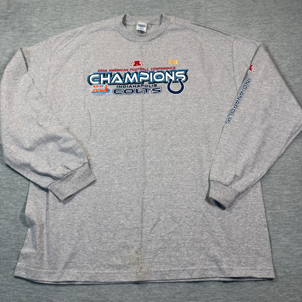 Indianapolis Colts Champions Alstyle Shirt Mens 2XL Gray Long Sleeve Graphic
